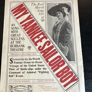 My Yankees Sailor Boy 1908 Music J. Montrose Sheet Music Vintage Collectible